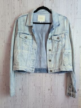 PAIGE Light Acid-Wash Denim Jacket in Pale Blue